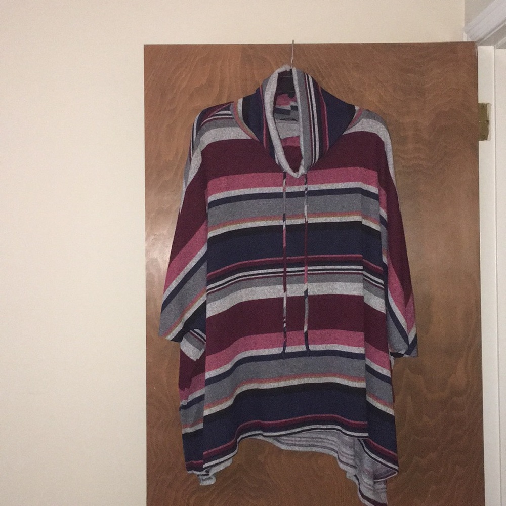 Jodifi cowl neck striped poncho very oversized S